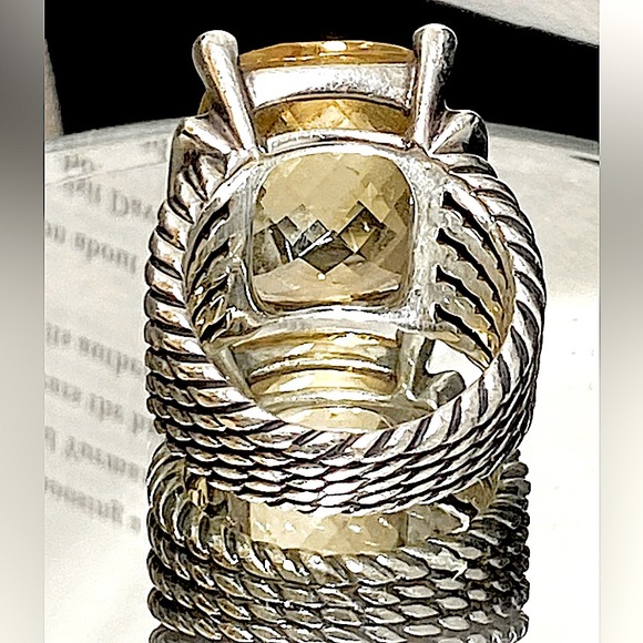 20x16mm David Yurman Large Wheaton Ring with Citrine and Pave Diamonds - Picture 15 of 16
